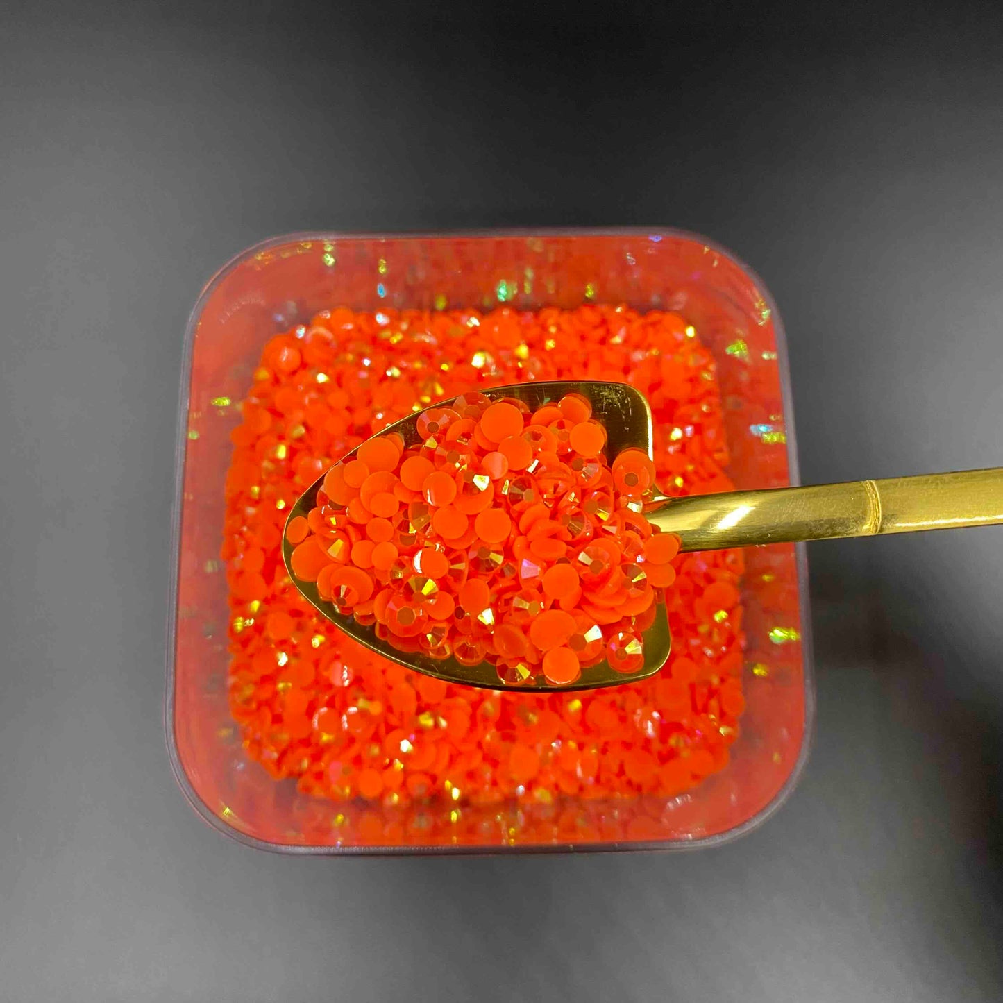 Safety Orange, AB Jelly Resin Rhinestone