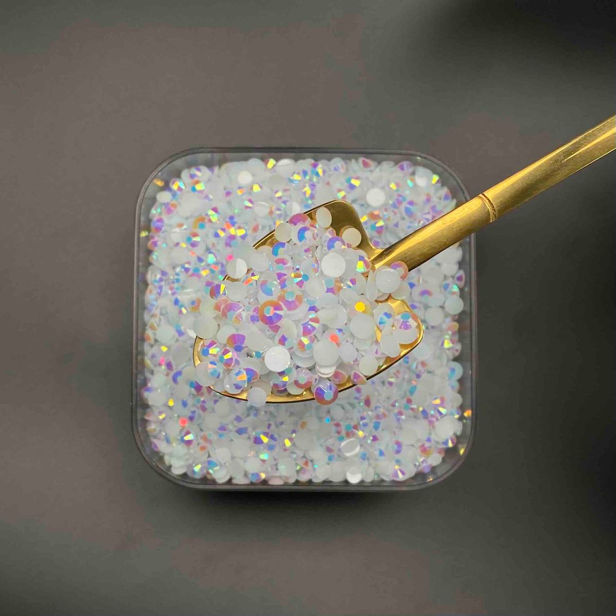 Chalk White, AB Jelly Resin Rhinestone