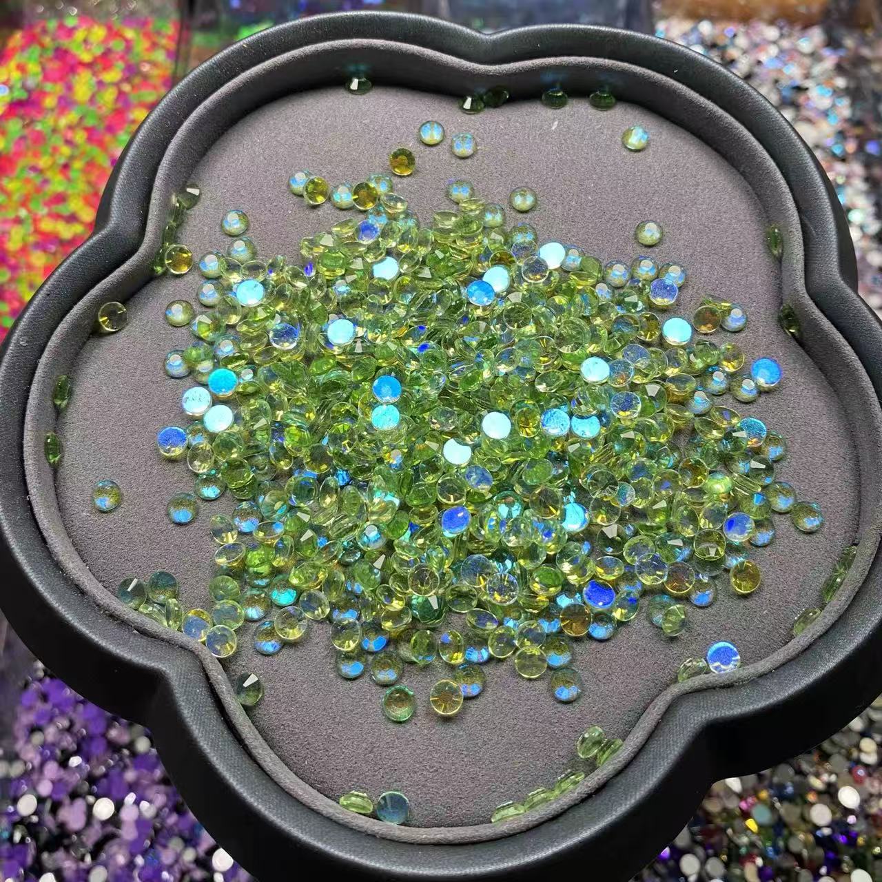 Aurora Green, Clear Glass Crystal