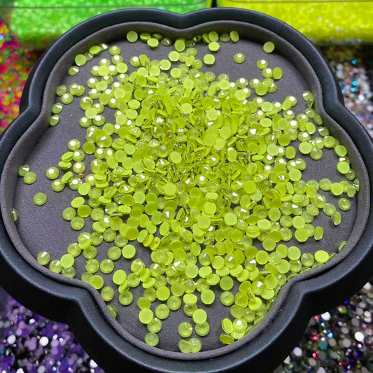 Lemon, Yellow, Glow in Dark, Silver Coating, Glass Crystal