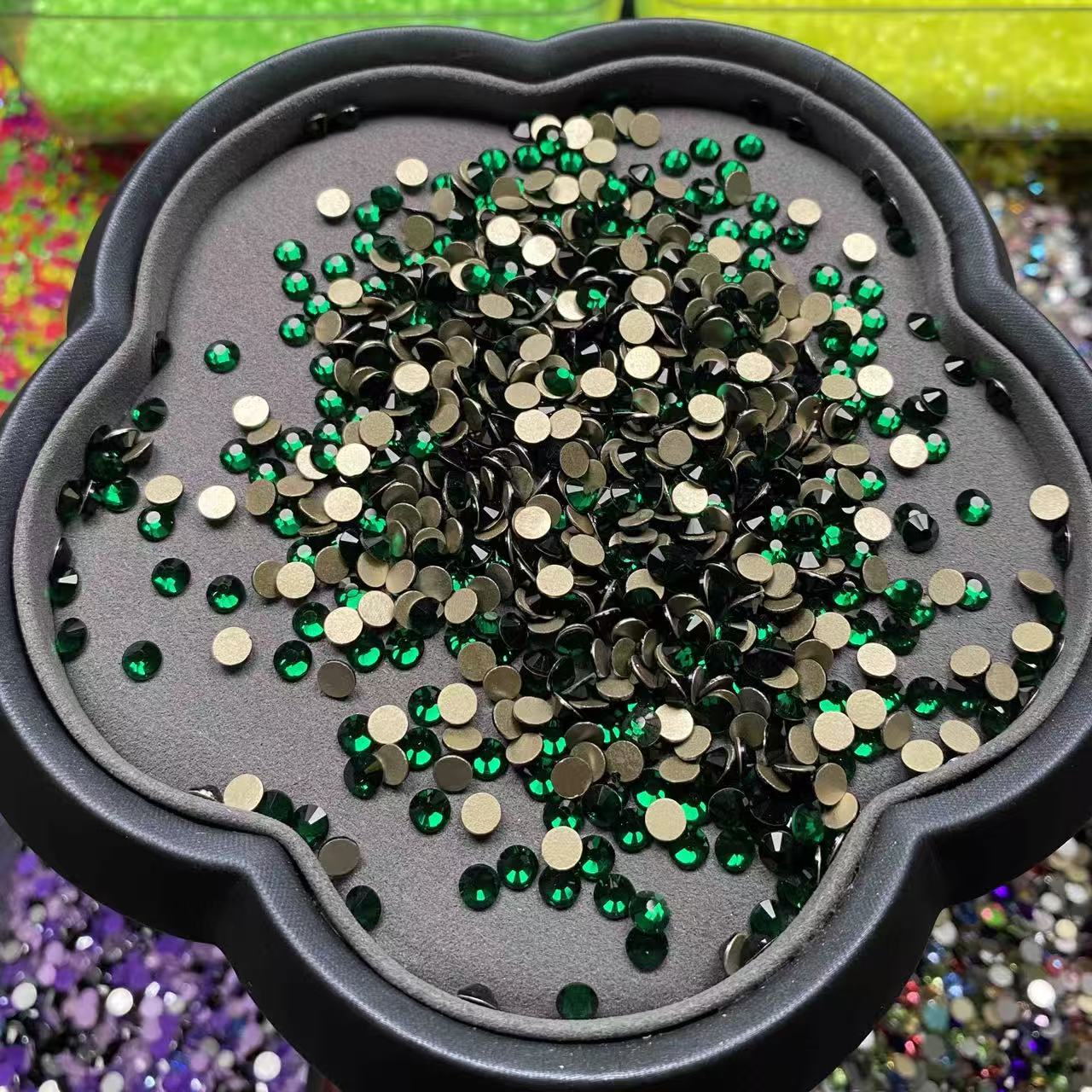 Emerald Green, Clear Glass Crystal