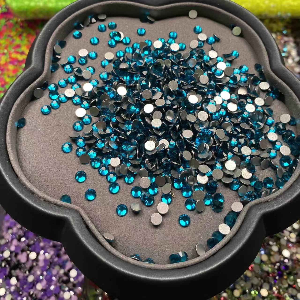 Peacock Blue, Clear Glass Crystal