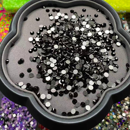 Jet Black, Solid Color, Glass Crystal