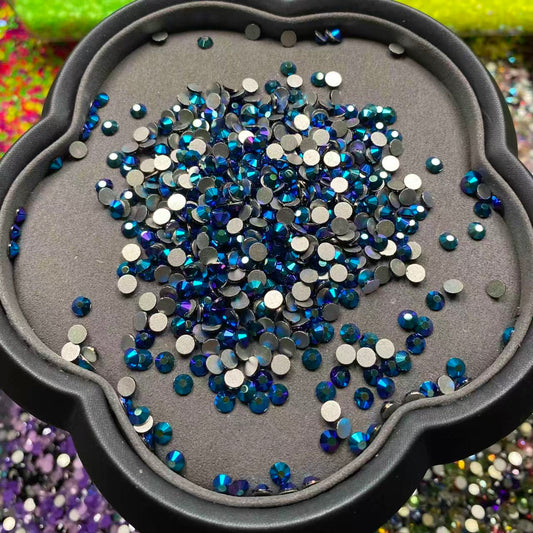 Black AB, Blue, Glass Crystal