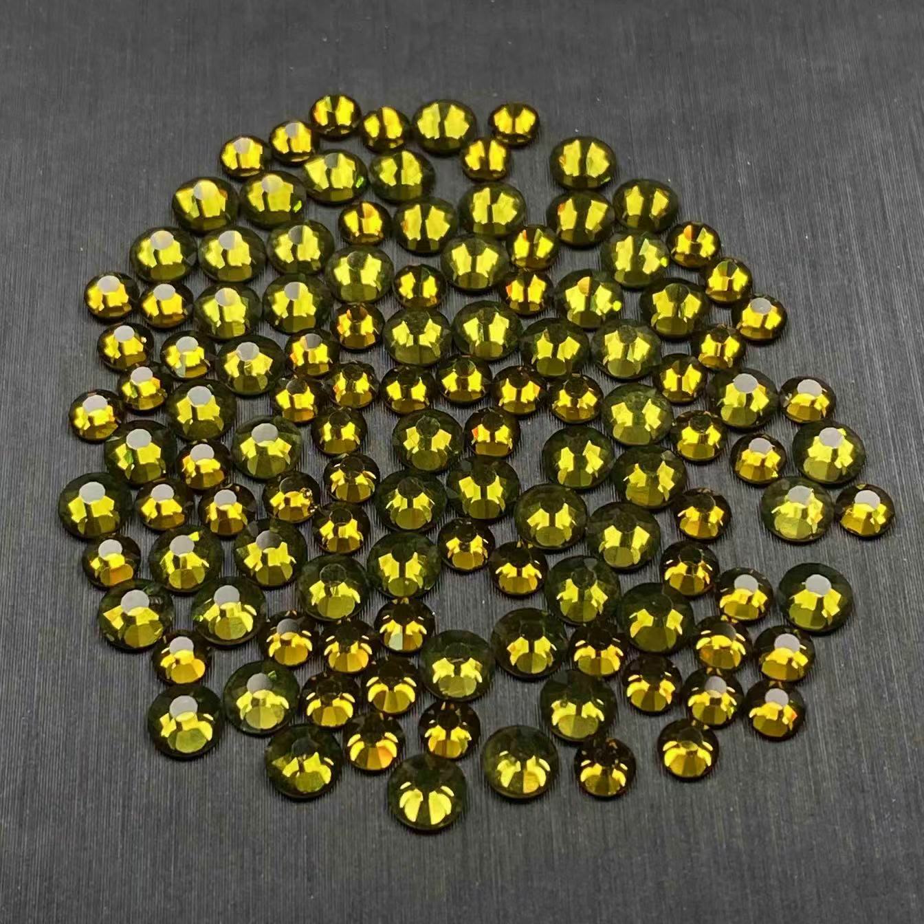 Golden Back Glass Rhinestones, 15 Colors, 2 Sizes