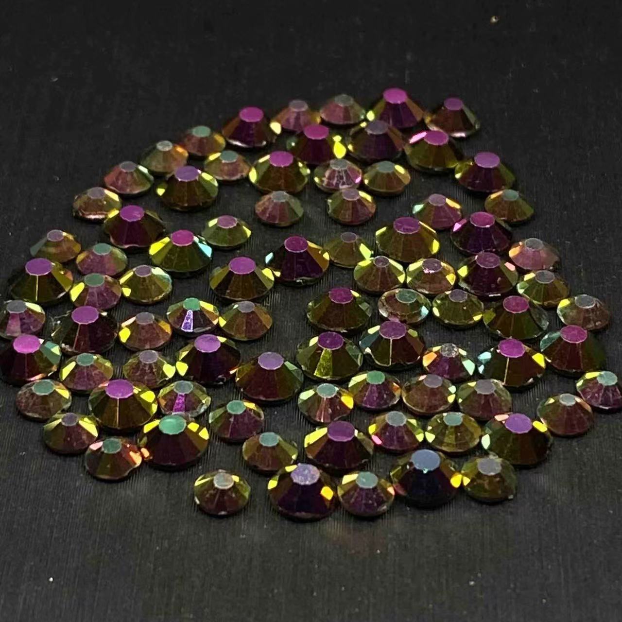 Golden Back Glass Rhinestones, 15 Colors, 2 Sizes