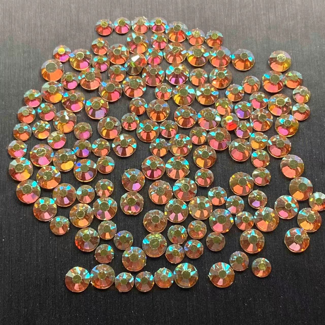 Golden Back Glass Rhinestones, 15 Colors, 2 Sizes