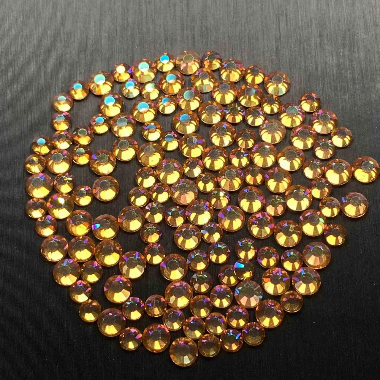 Golden Back Glass Rhinestones, 15 Colors, 2 Sizes