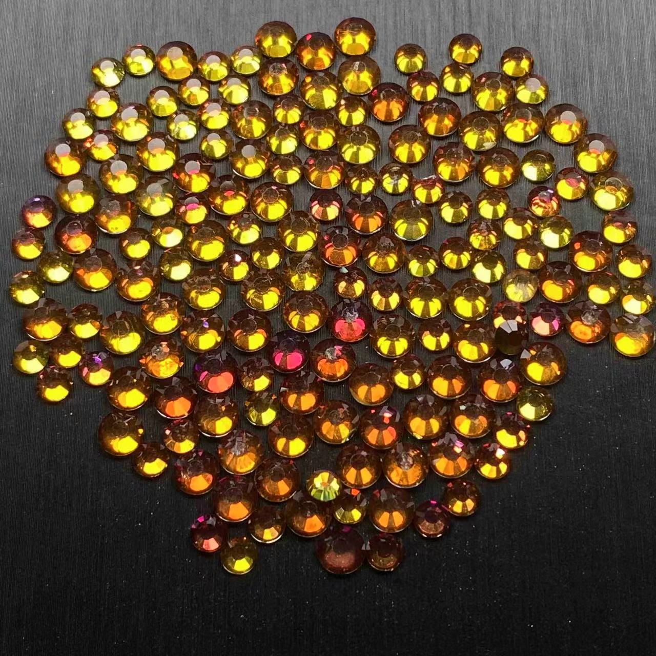 Golden Back Glass Rhinestones, 15 Colors, 2 Sizes