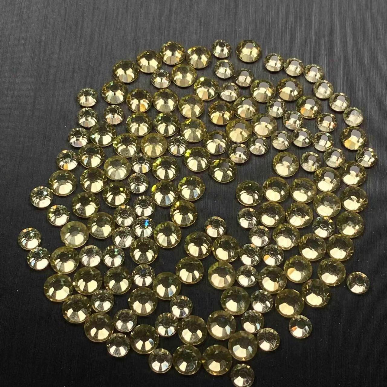 Golden Back Glass Rhinestones, 15 Colors, 2 Sizes