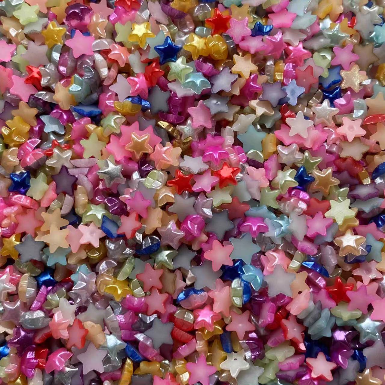 Pearl Stars, Multi-Color, Resin, 6mm