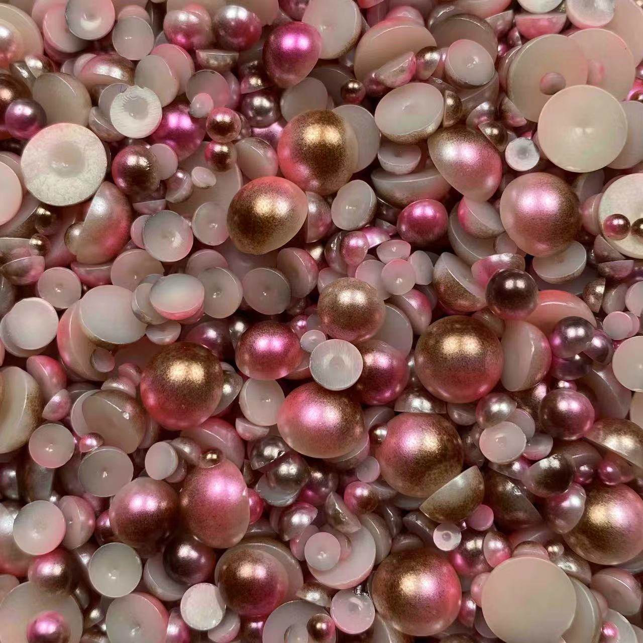 Ombre Half Pearls, Mixed Sizes, 3mm to 10mm Mix, Resin