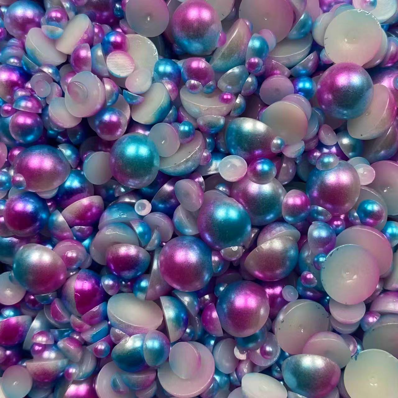 Ombre Half Pearls, Mixed Sizes, 3mm to 10mm Mix, Resin