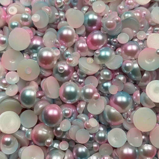 Ombre Half Pearls, Mixed Sizes, 3mm to 10mm Mix, Resin