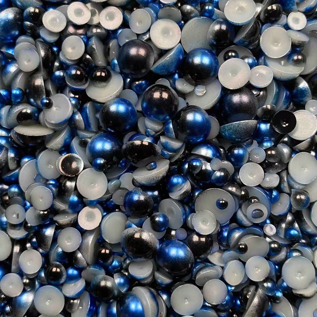 Ombre Half Pearls, Mixed Sizes, 3mm to 10mm Mix, Resin