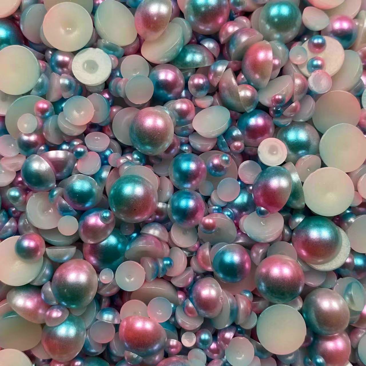 Ombre Half Pearls, Mixed Sizes, 3mm to 10mm Mix, Resin