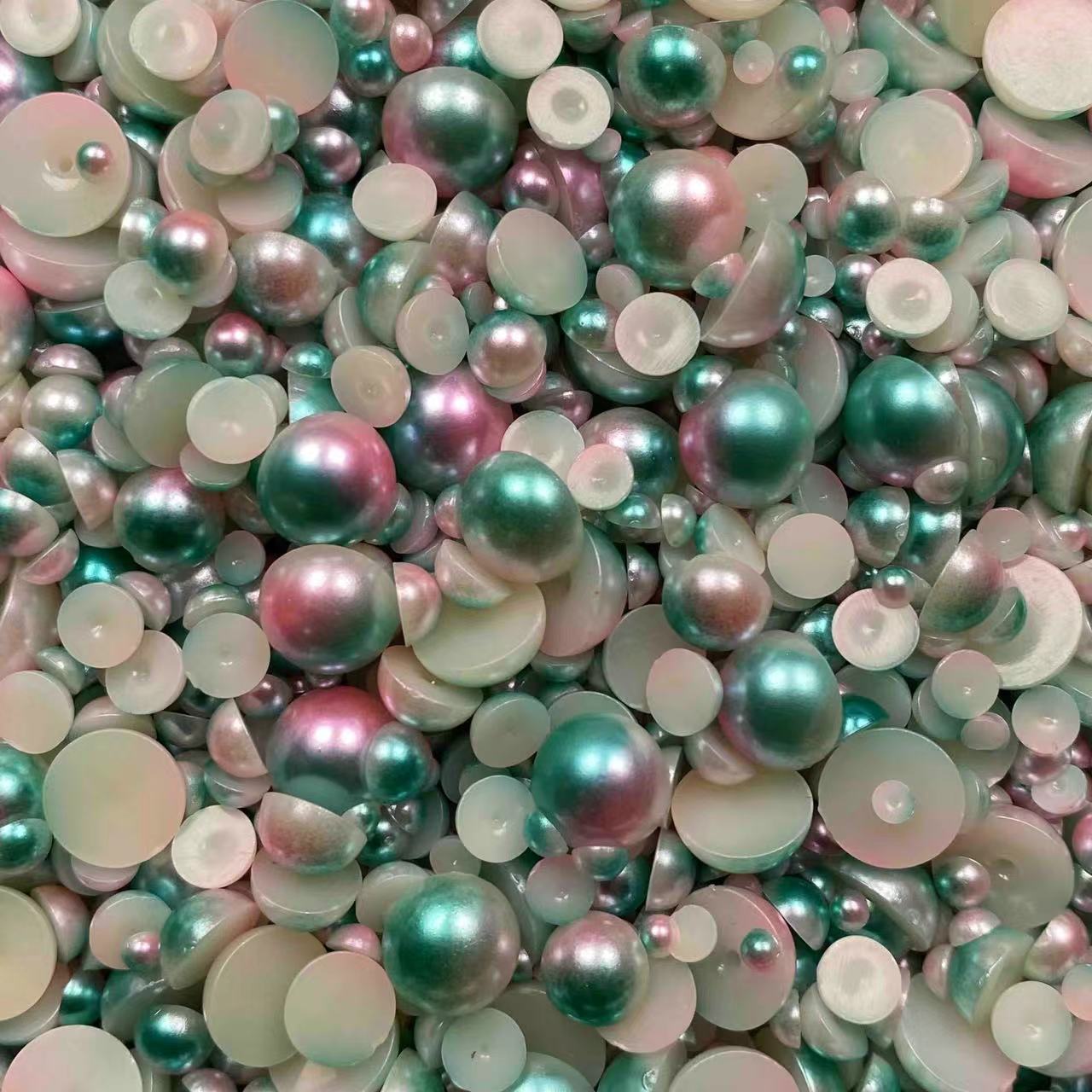 Ombre Half Pearls, Mixed Sizes, 3mm to 10mm Mix, Resin