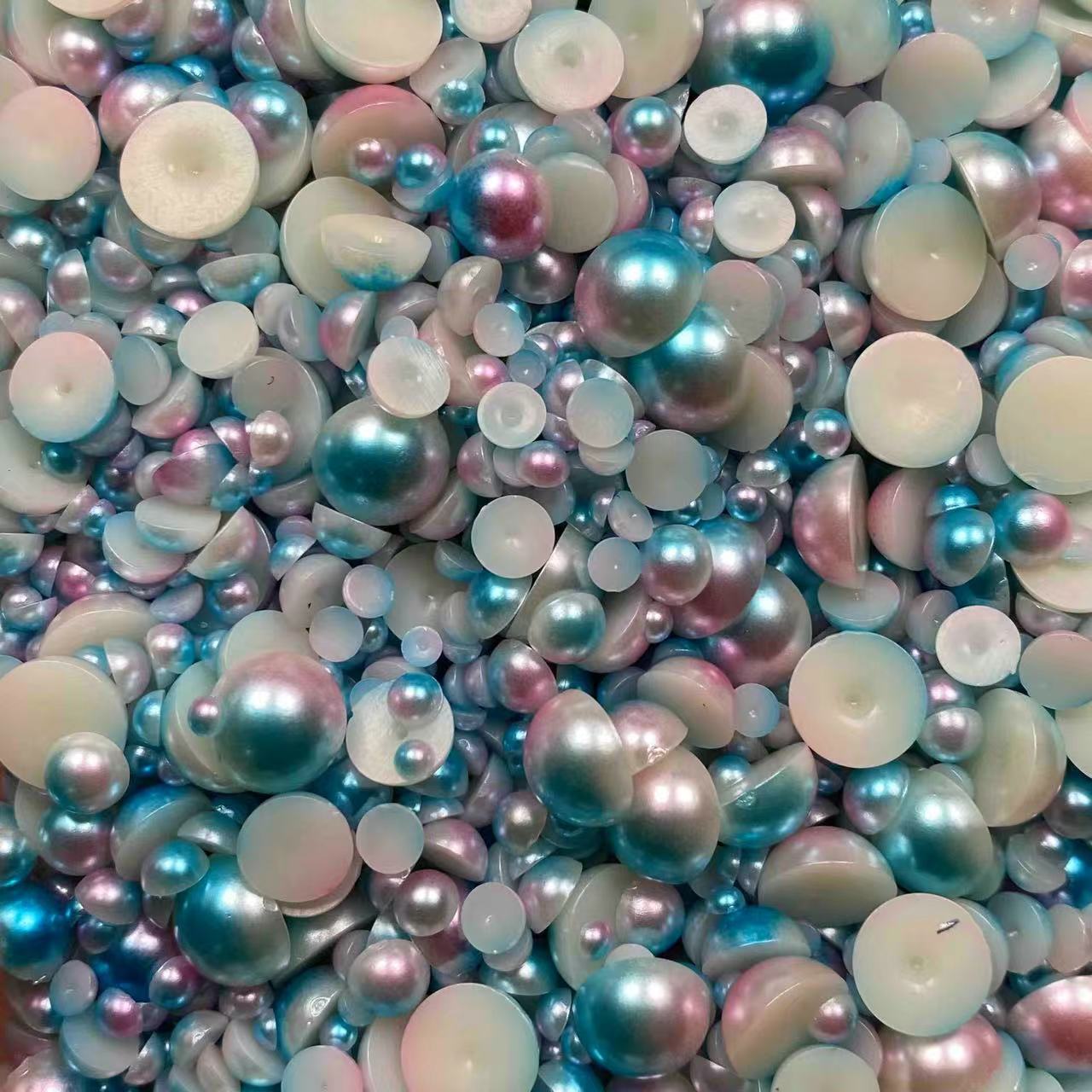 Ombre Half Pearls, Mixed Sizes, 3mm to 10mm Mix, Resin