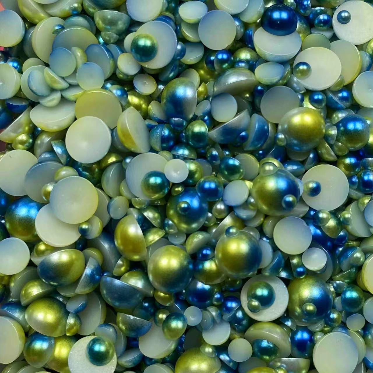 Ombre Half Pearls, Mixed Sizes, 3mm to 10mm Mix, Resin