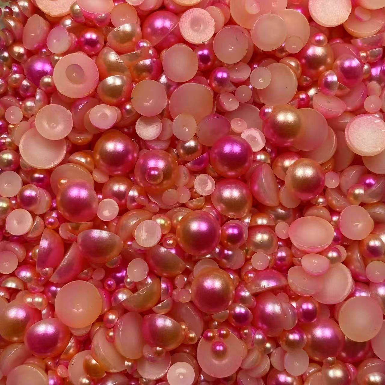 Ombre Half Pearls, Mixed Sizes, 3mm to 10mm Mix, Resin