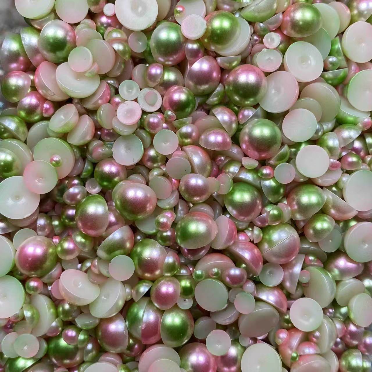 Ombre Half Pearls, Mixed Sizes, 3mm to 10mm Mix, Resin