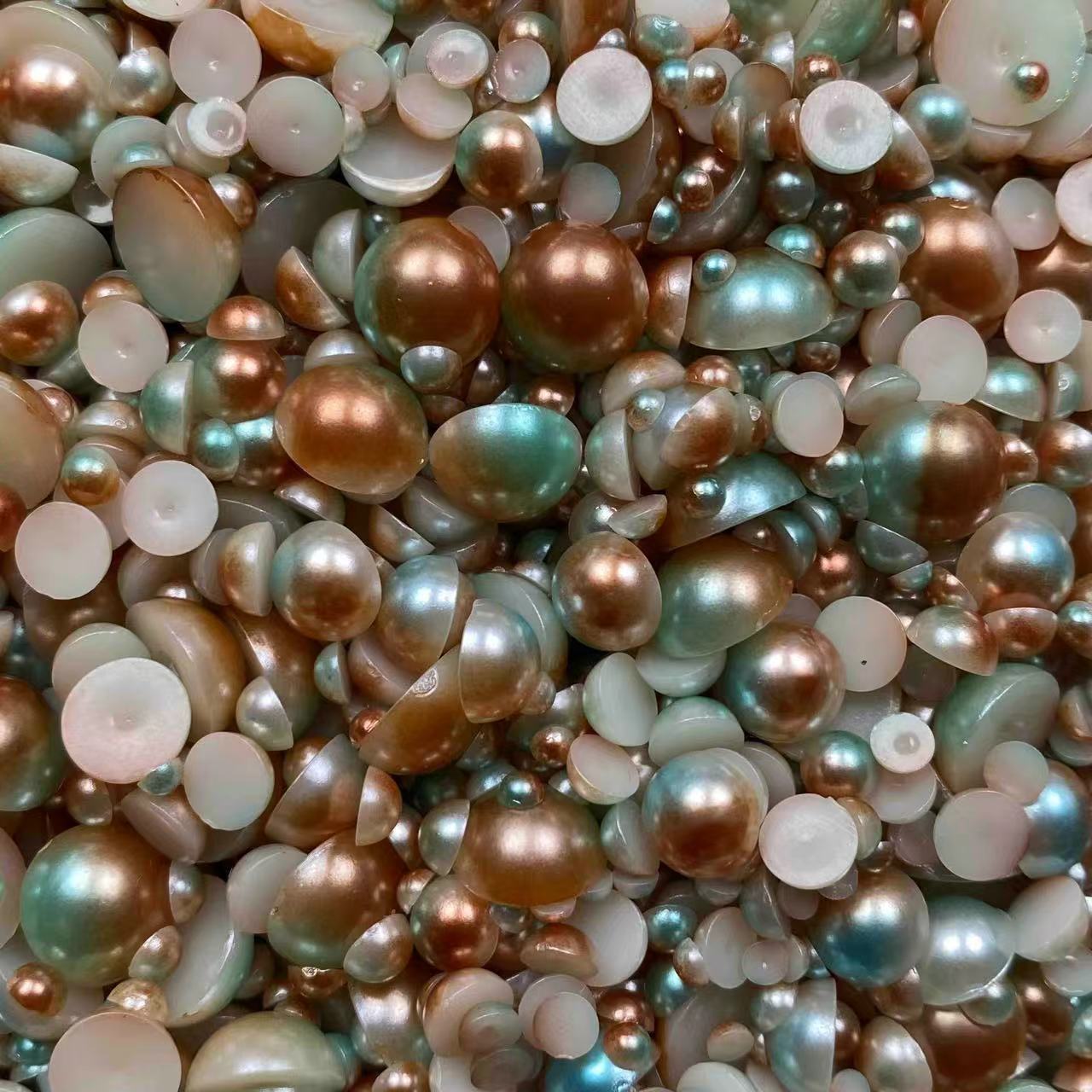 Ombre Half Pearls, Mixed Sizes, 3mm to 10mm Mix, Resin