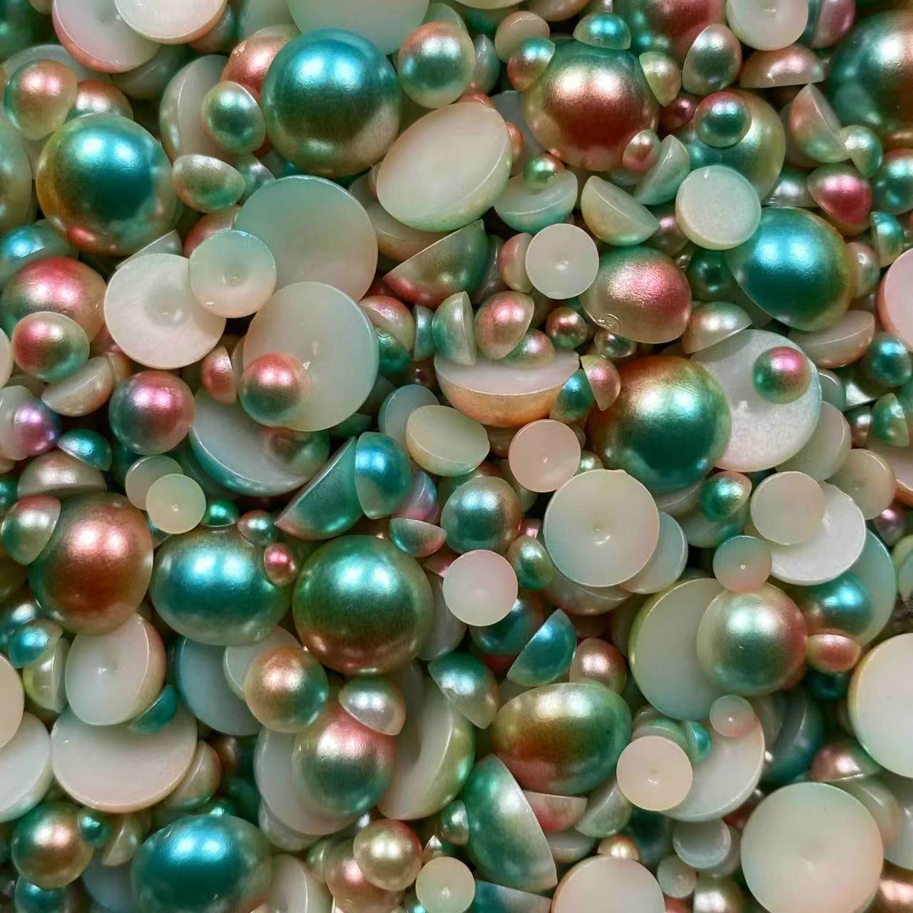 Ombre Half Pearls, Mixed Sizes, 3mm to 10mm Mix, Resin