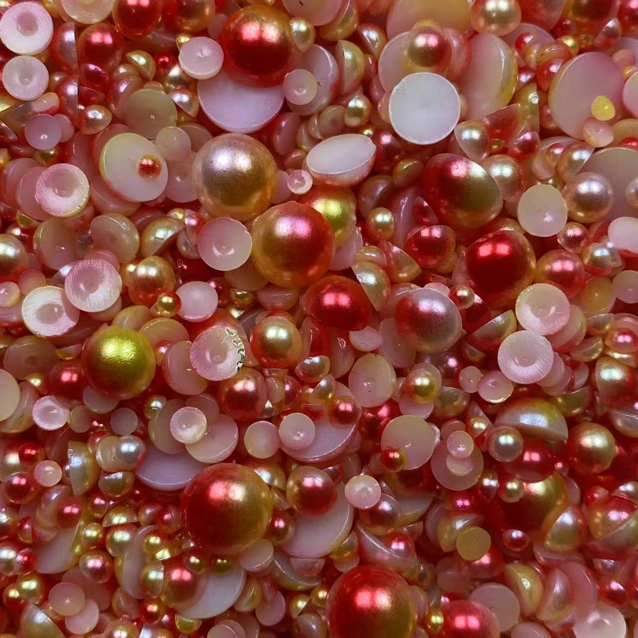 Ombre Half Pearls, Mixed Sizes, 3mm to 10mm Mix, Resin