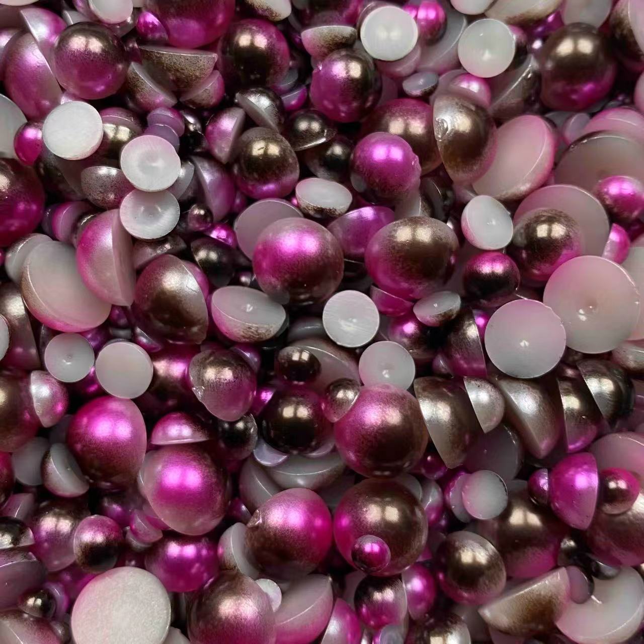 Ombre Half Pearls, Mixed Sizes, 3mm to 10mm Mix, Resin