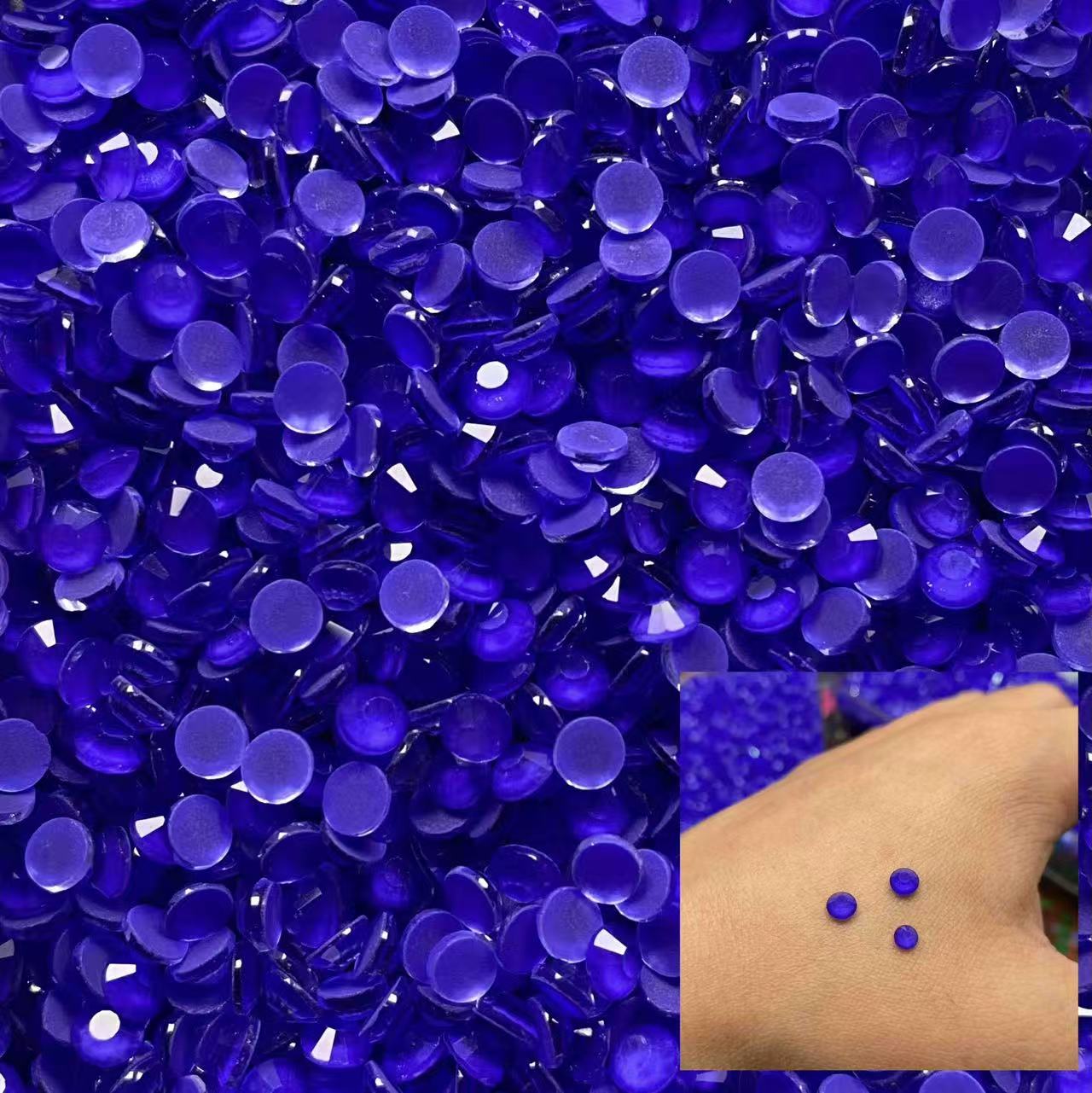 Solid Bright Blue, Glow in Dark, Neon, Glass Crystal