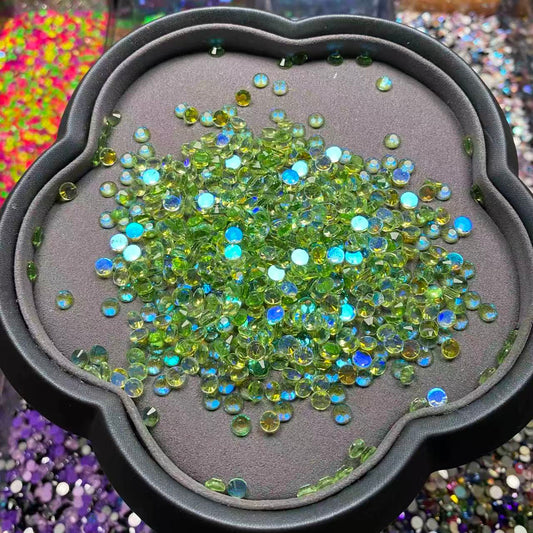 Aurora Green, Clear Glass Crystal