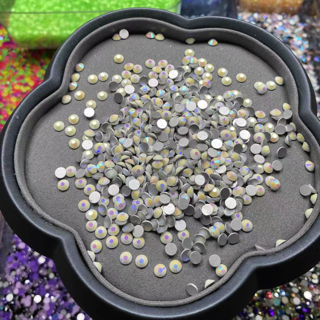 Opal Moon, Solid White Cream Glass Crystal