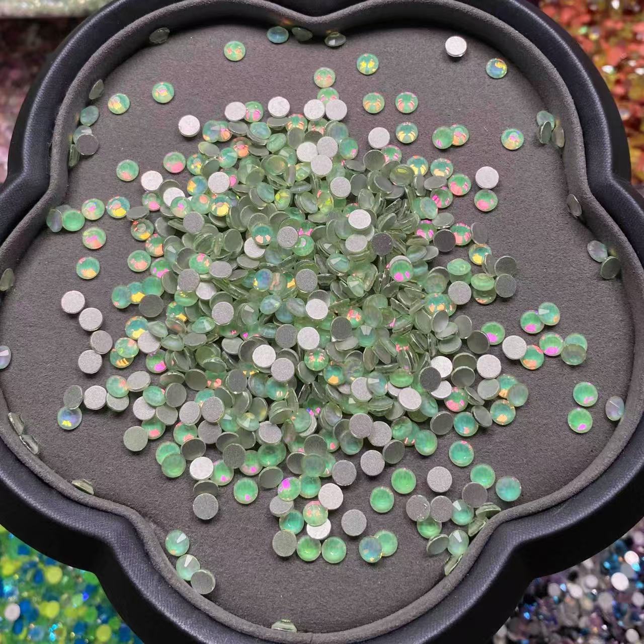 Opal Mint with Pink Glow, Glass Crystal