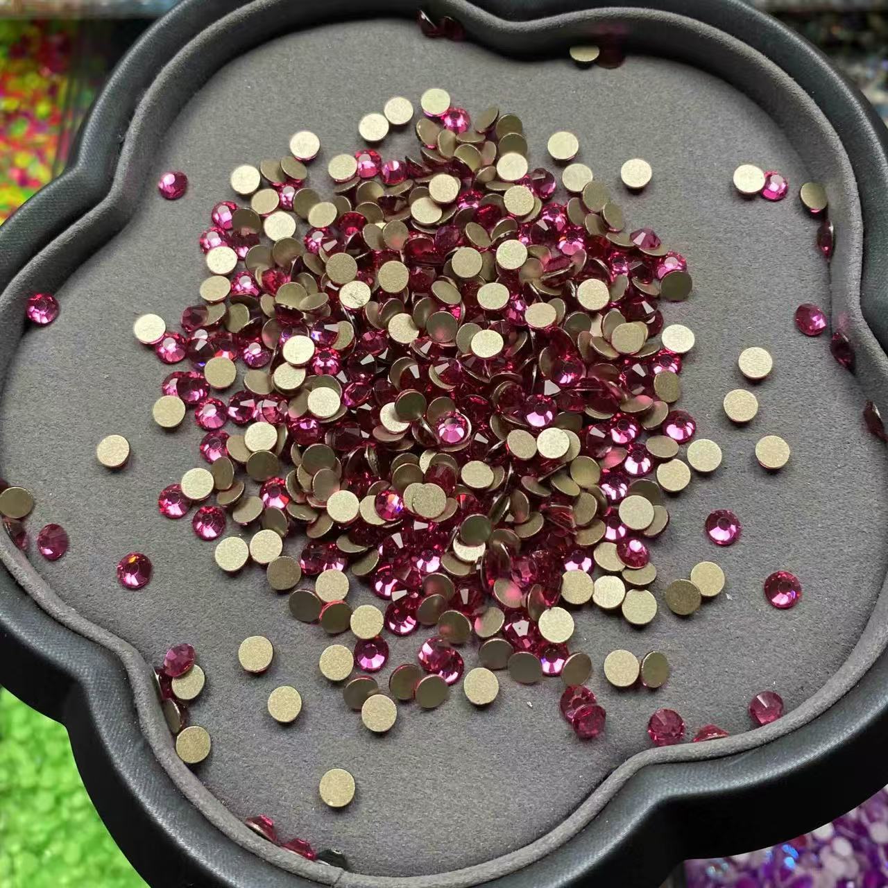 Fuchsia Pink, Clear Glass Crystal