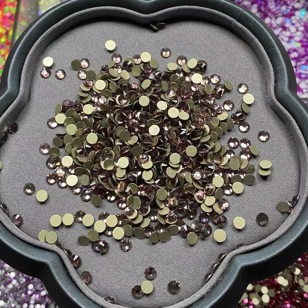 Dusty Rose, Clear Glass Crystal