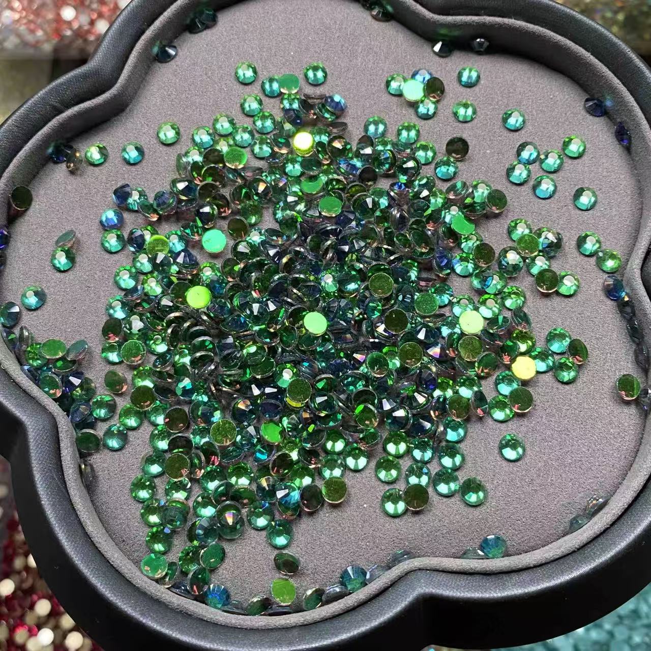 50%Off, Aurora Green, Clear Glass Crystal