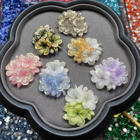 Resin Big Triple Flowers, Glow in Dark